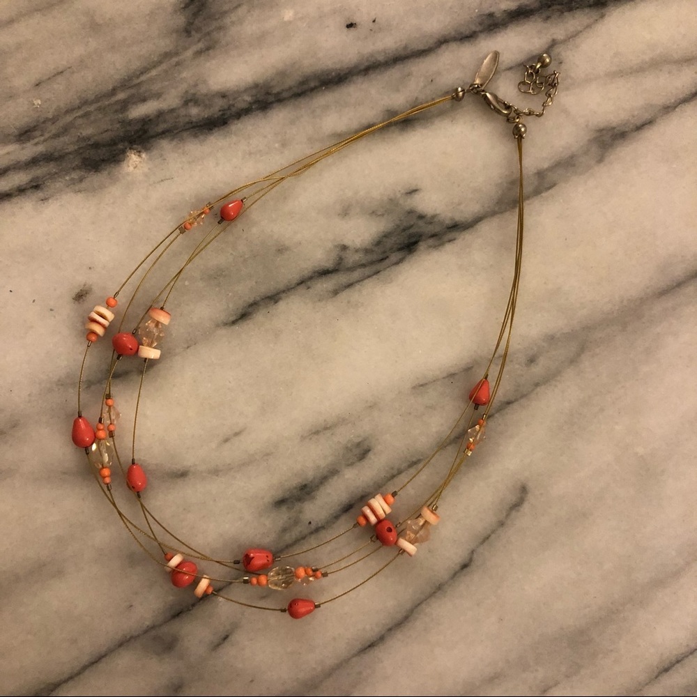 Peach charm necklace